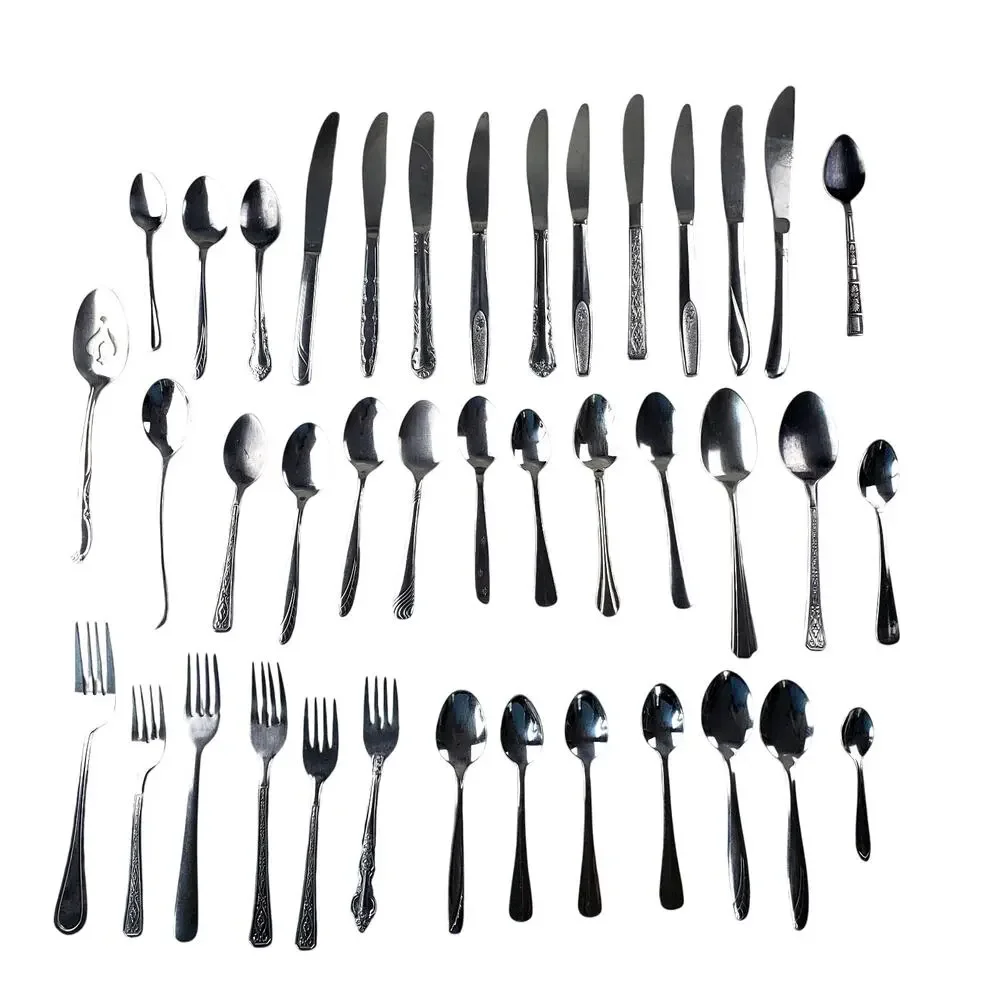 Lot of Silverware 40PCS Knife Spoon Fork Stainless Steel Kitchenware Many Brands